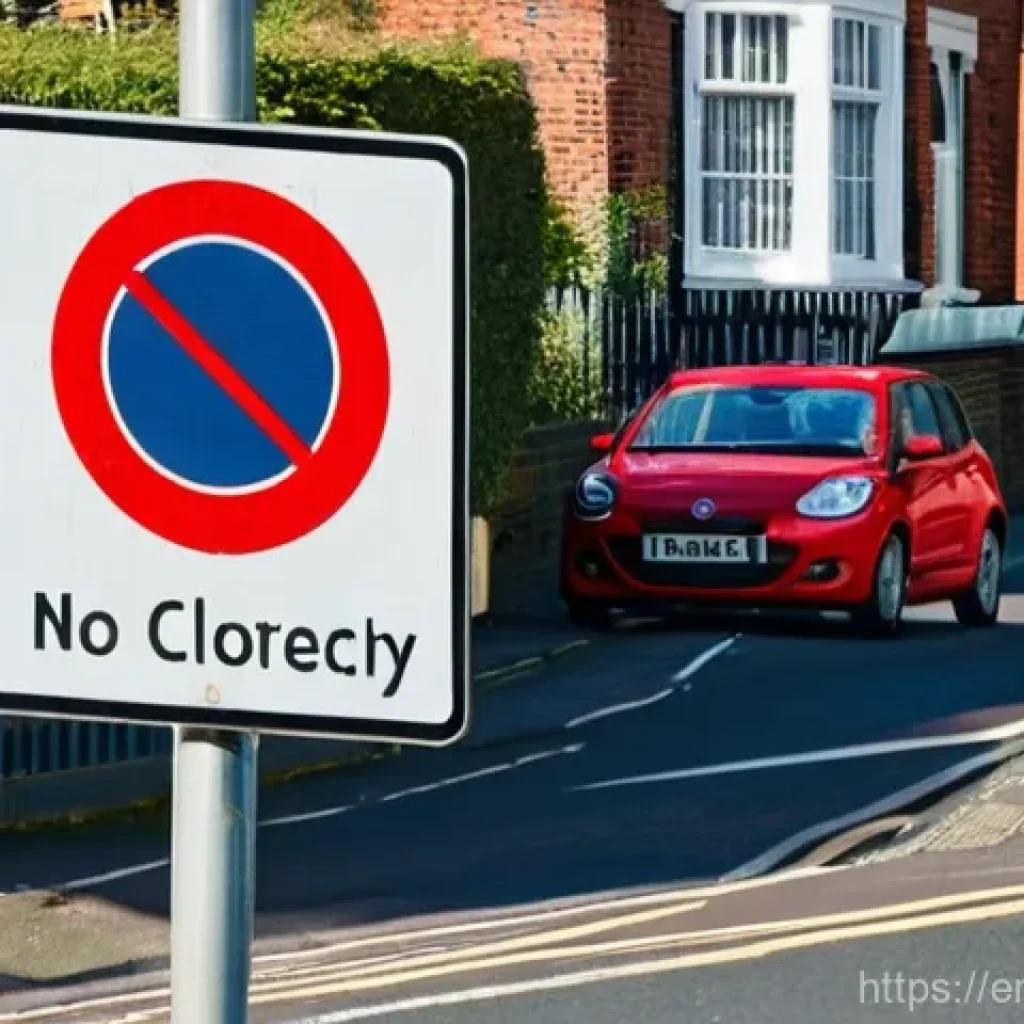 도로교통사 필기시험 자주 틀리는 문제 - **UK Road Sign Confusion: No Motor Vehicles vs. No Entry**
A clear, well-lit, medium-shot depict...